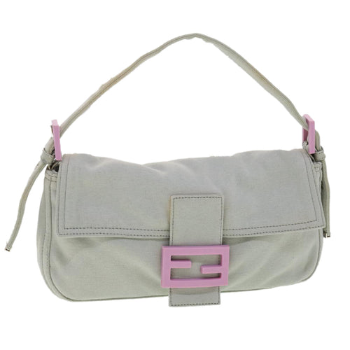 FENDI Mamma Baguette Shoulder Bag Canvas Graybs3128