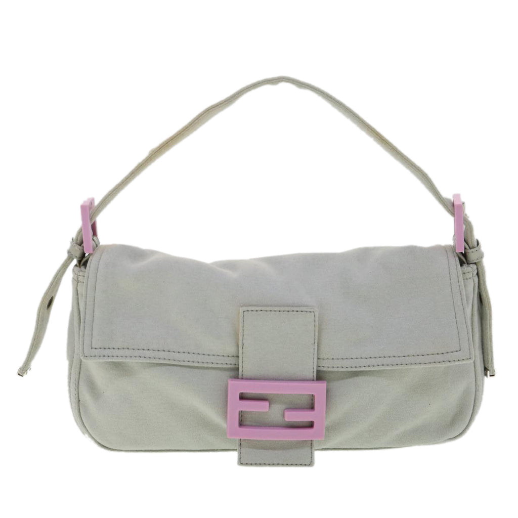 FENDI Mamma Baguette Shoulder Bag Canvas Graybs3128