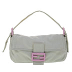 FENDI Mamma Baguette Shoulder Bag Canvas Graybs3128