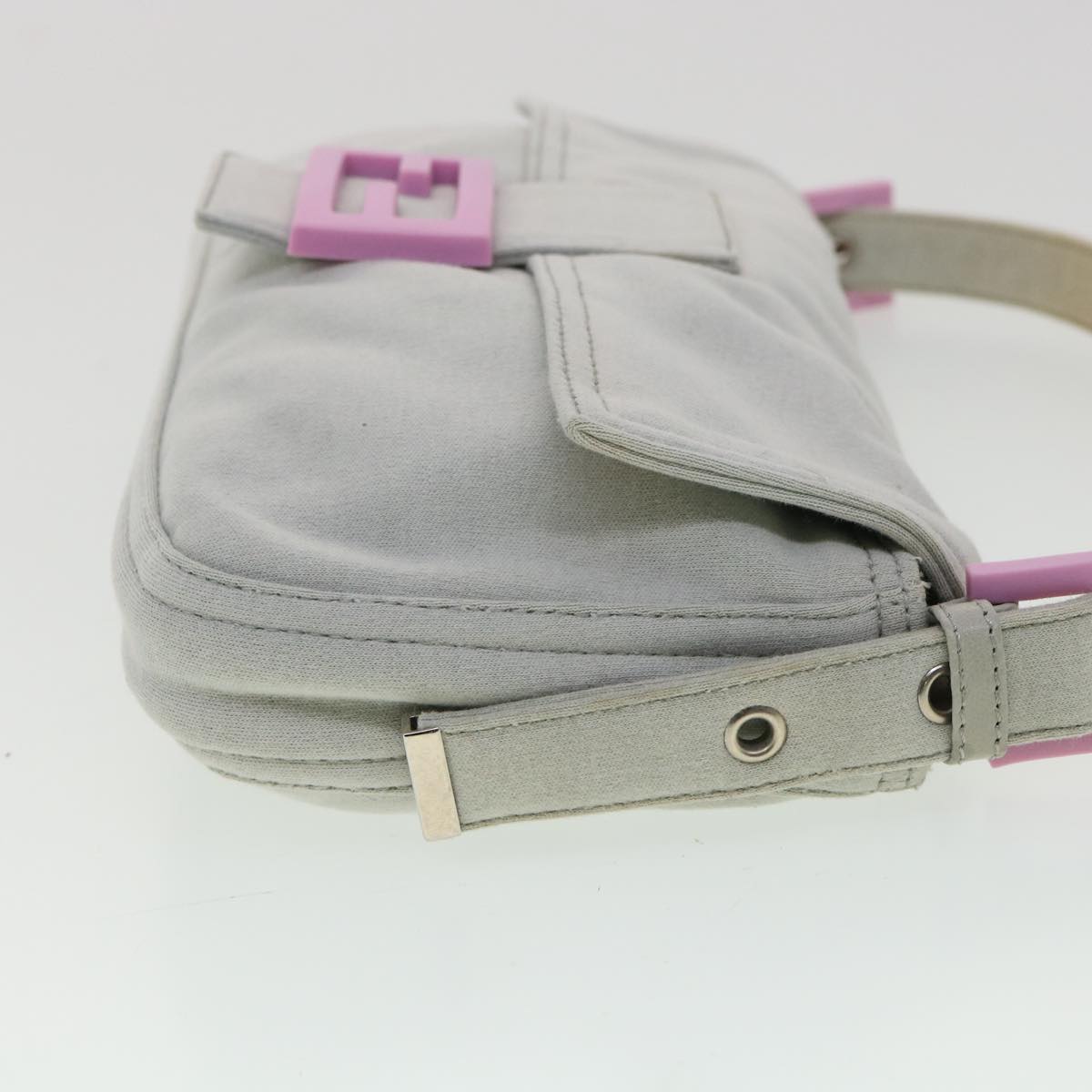 FENDI Mamma Baguette Shoulder Bag Canvas Graybs3128