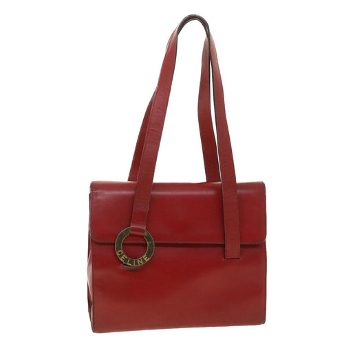 CELINE Shoulder Bag Leather Red  4297