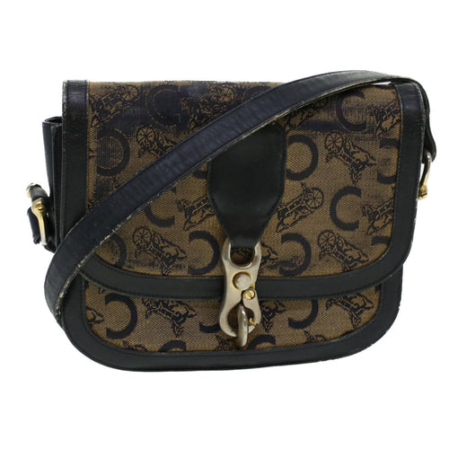 CELINE C Macadam Canvas Shoulder Bag Navy  5114