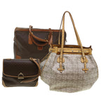 CELINE Macadam Canvas Hand Bag Boston Bag PVC Leather 3Set Beige  5171