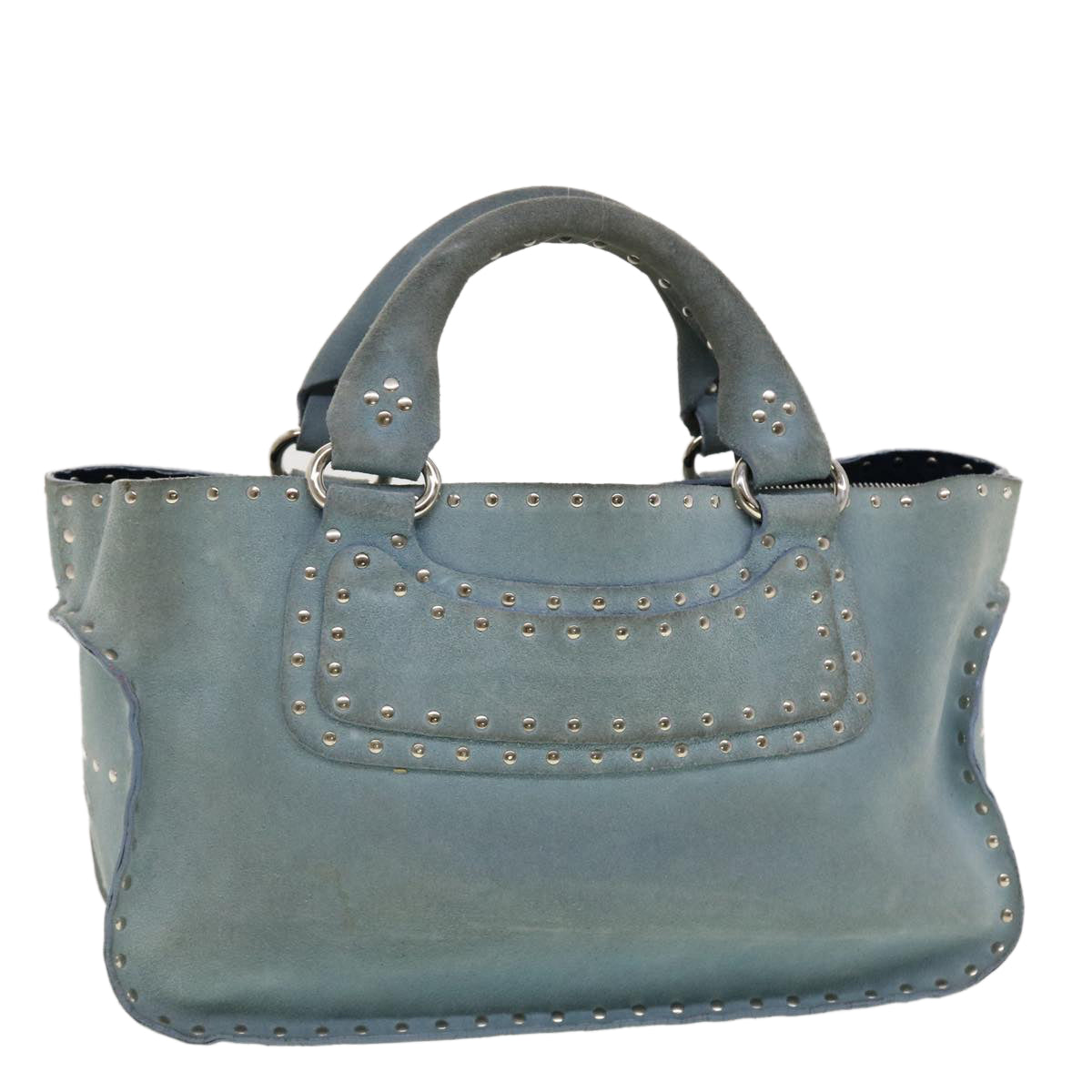 CELINE Hand Bag Suede Light Blue  5202