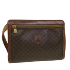 CELINE Macadam Canvas Clutch Bag PVC Leather Brown  5211