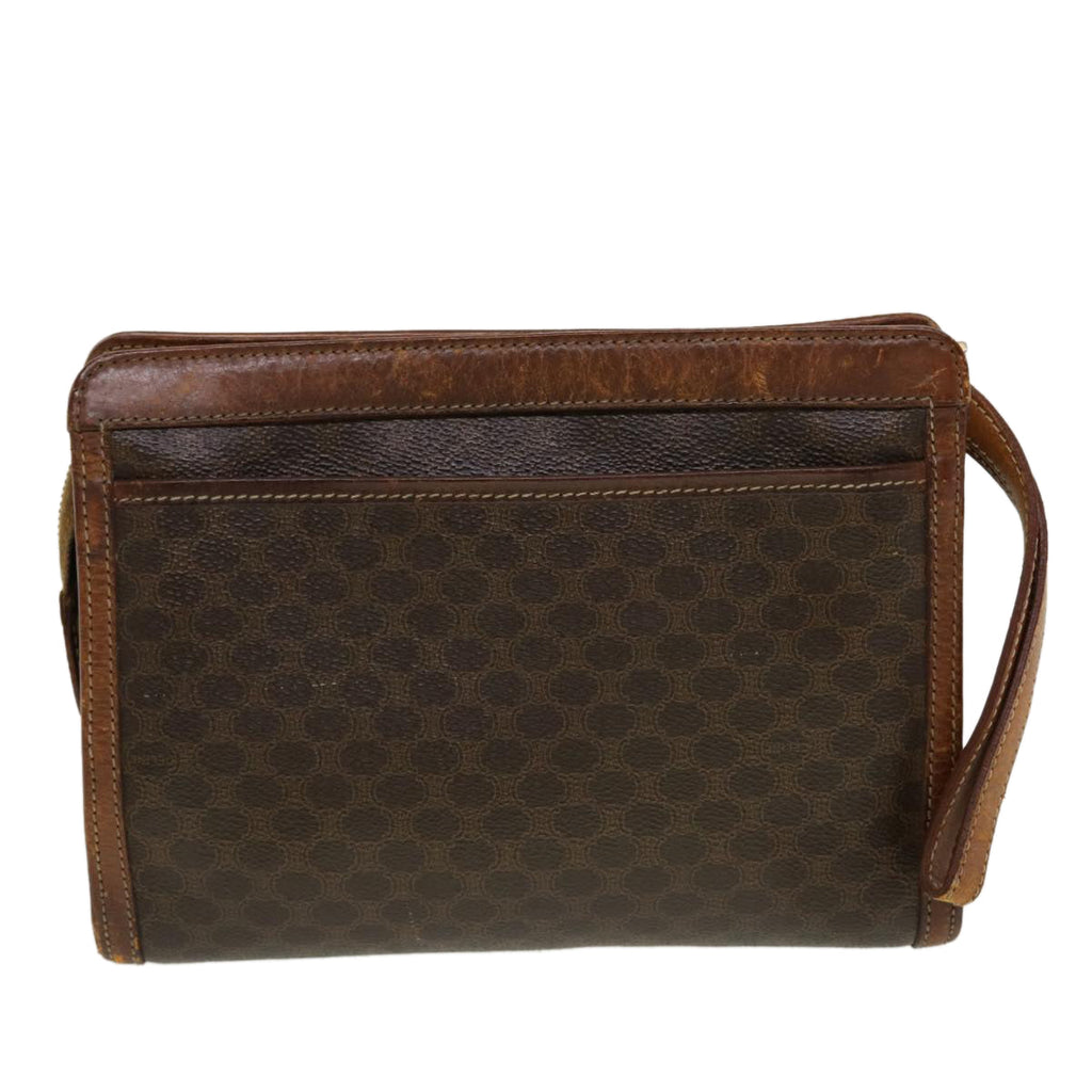 CELINE Macadam Canvas Clutch Bag PVC Leather Brown  5211