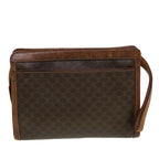 CELINE Macadam Canvas Clutch Bag PVC Leather Brown  5211