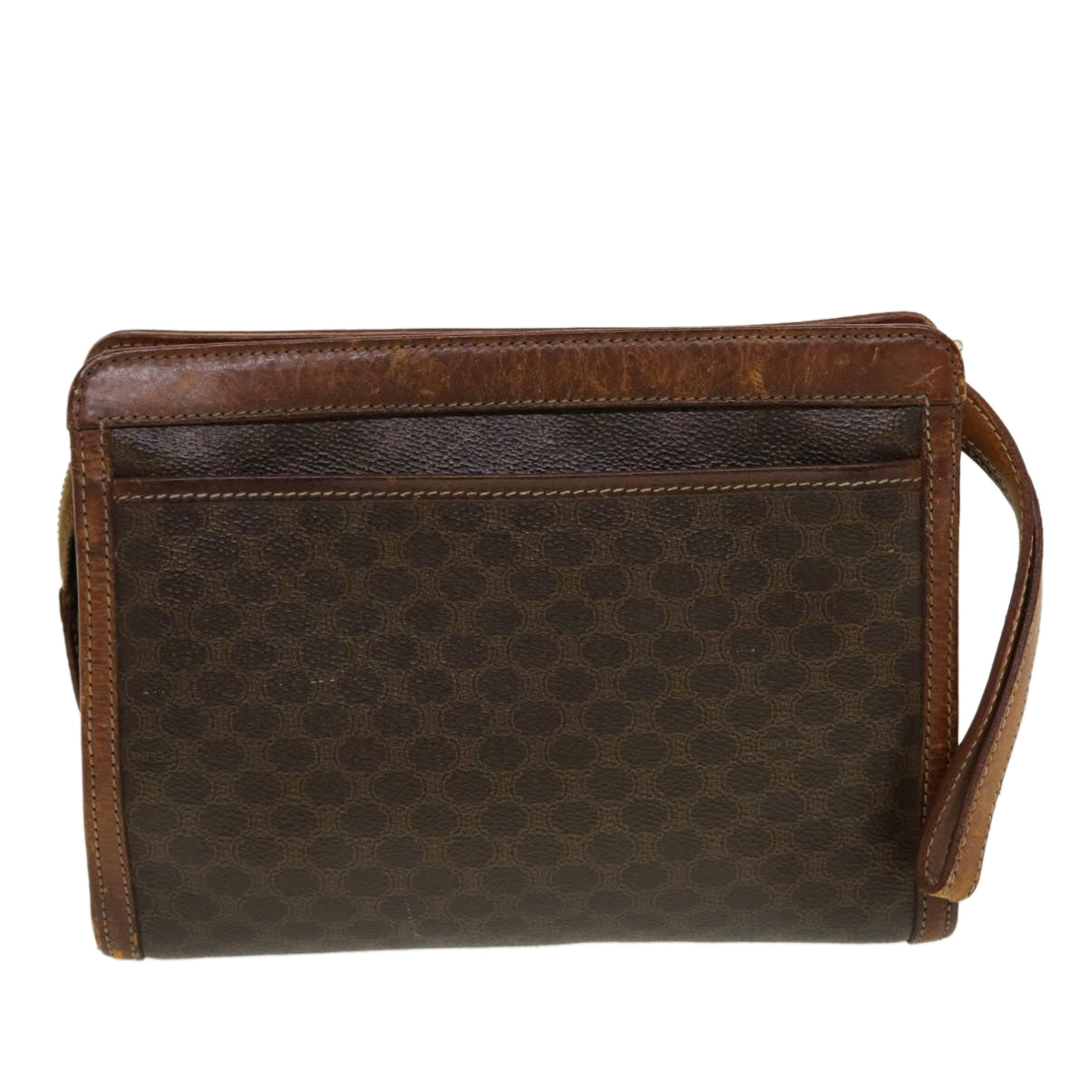 CELINE Macadam Canvas Clutch Bag PVC Leather Brown  5211