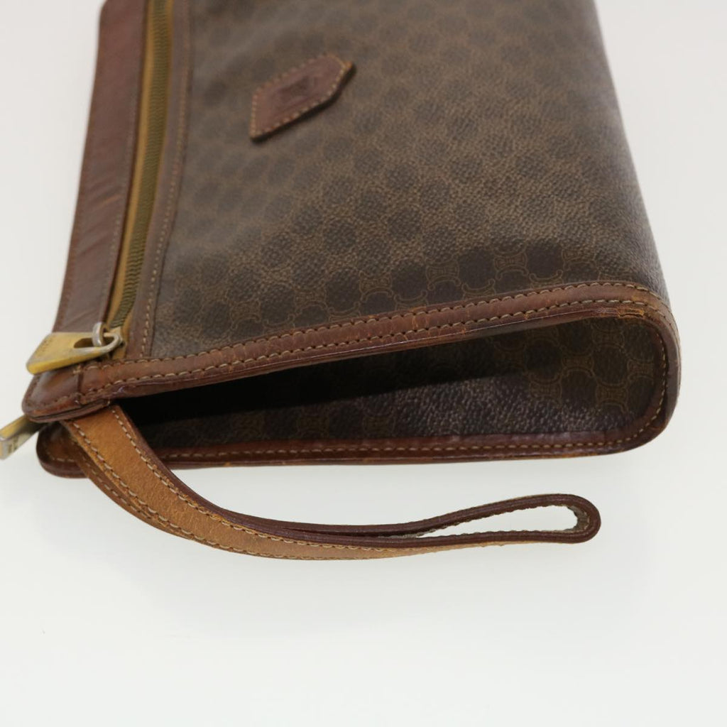 CELINE Macadam Canvas Clutch Bag PVC Leather Brown  5211