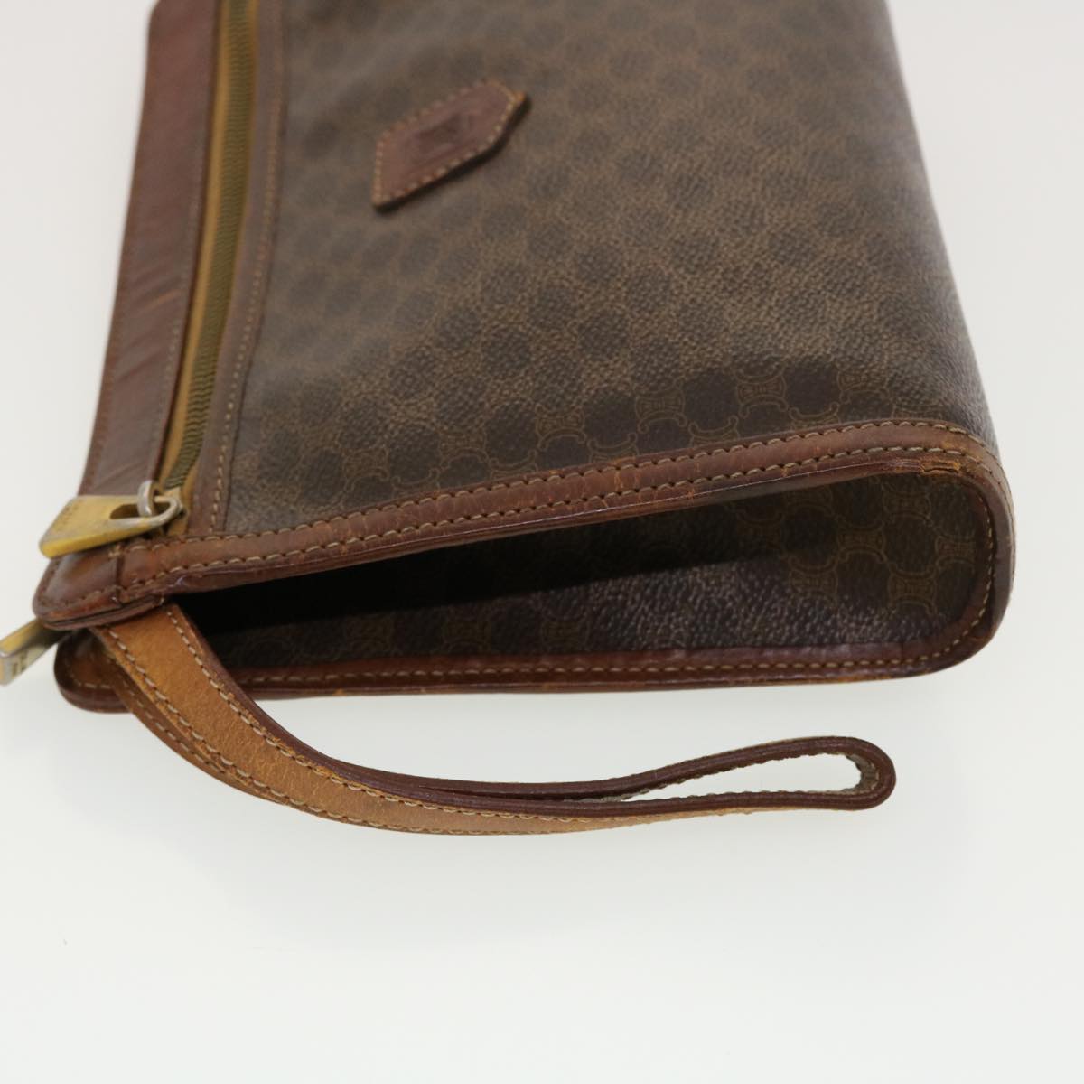 CELINE Macadam Canvas Clutch Bag PVC Leather Brown  5211