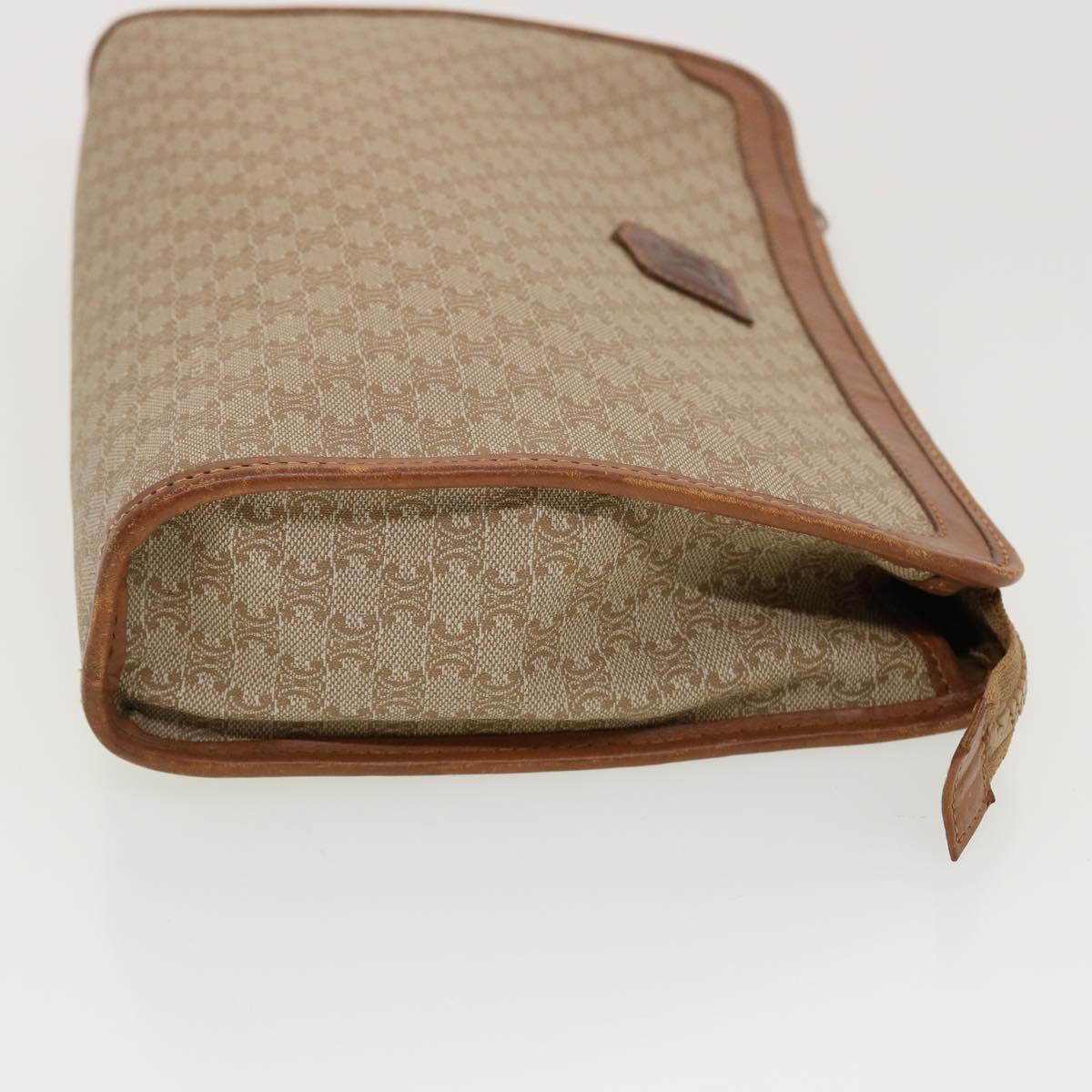 CELINE Macadam Canvas Clutch Bag PVC Leather Beige  5212