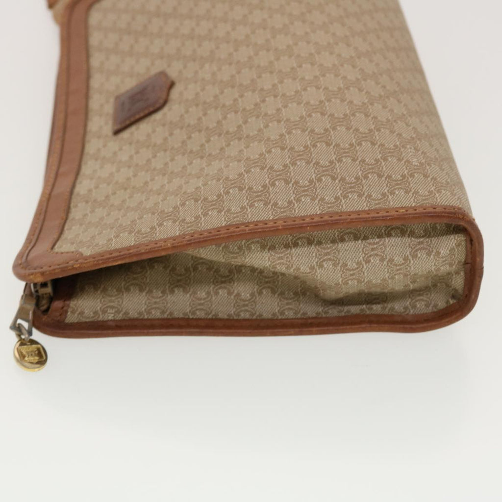 CELINE Macadam Canvas Clutch Bag PVC Leather Beige  5212