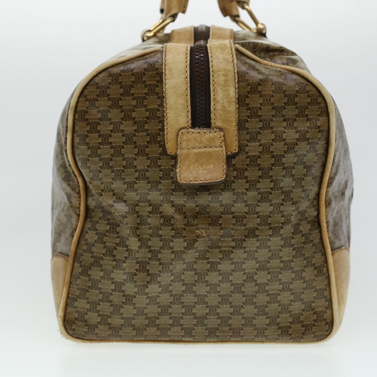 CELINE Macadam Canvas Boston Bag Beige  5458