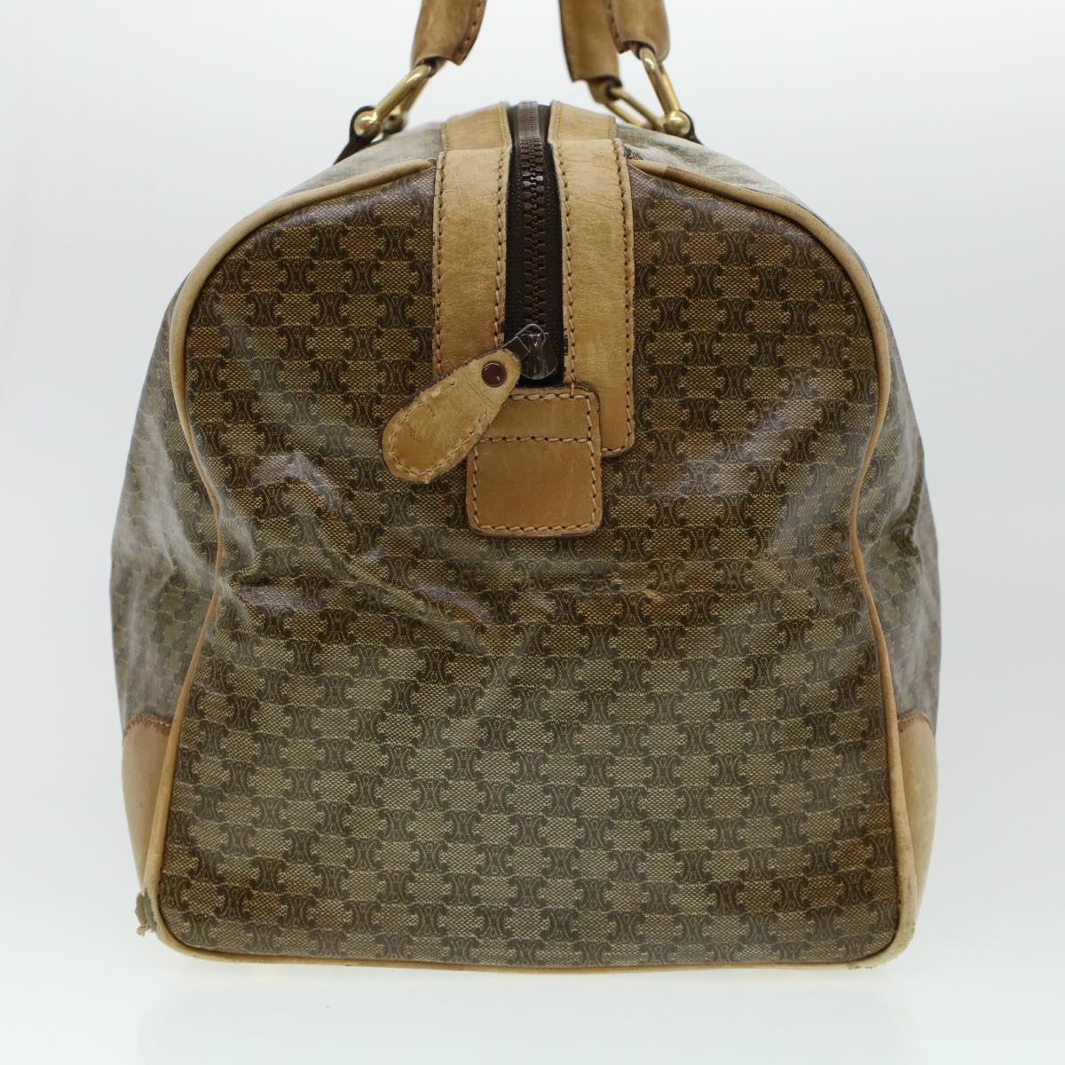 CELINE Macadam Canvas Boston Bag Beige  5458