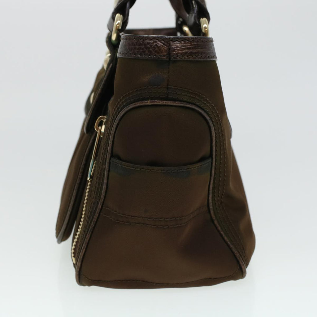CELINE Hand Bag Nylon Brown  5493