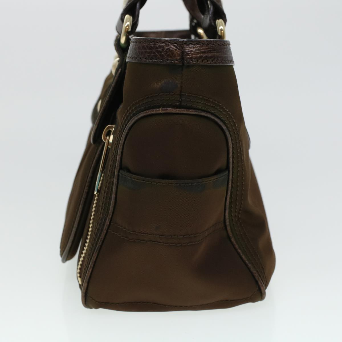 CELINE Hand Bag Nylon Brown  5493