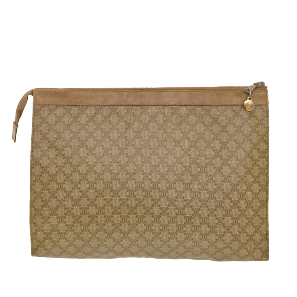 CELINE Macadam Canvas Clutch Bag PVC Leather 2Set Beige Brown  5507