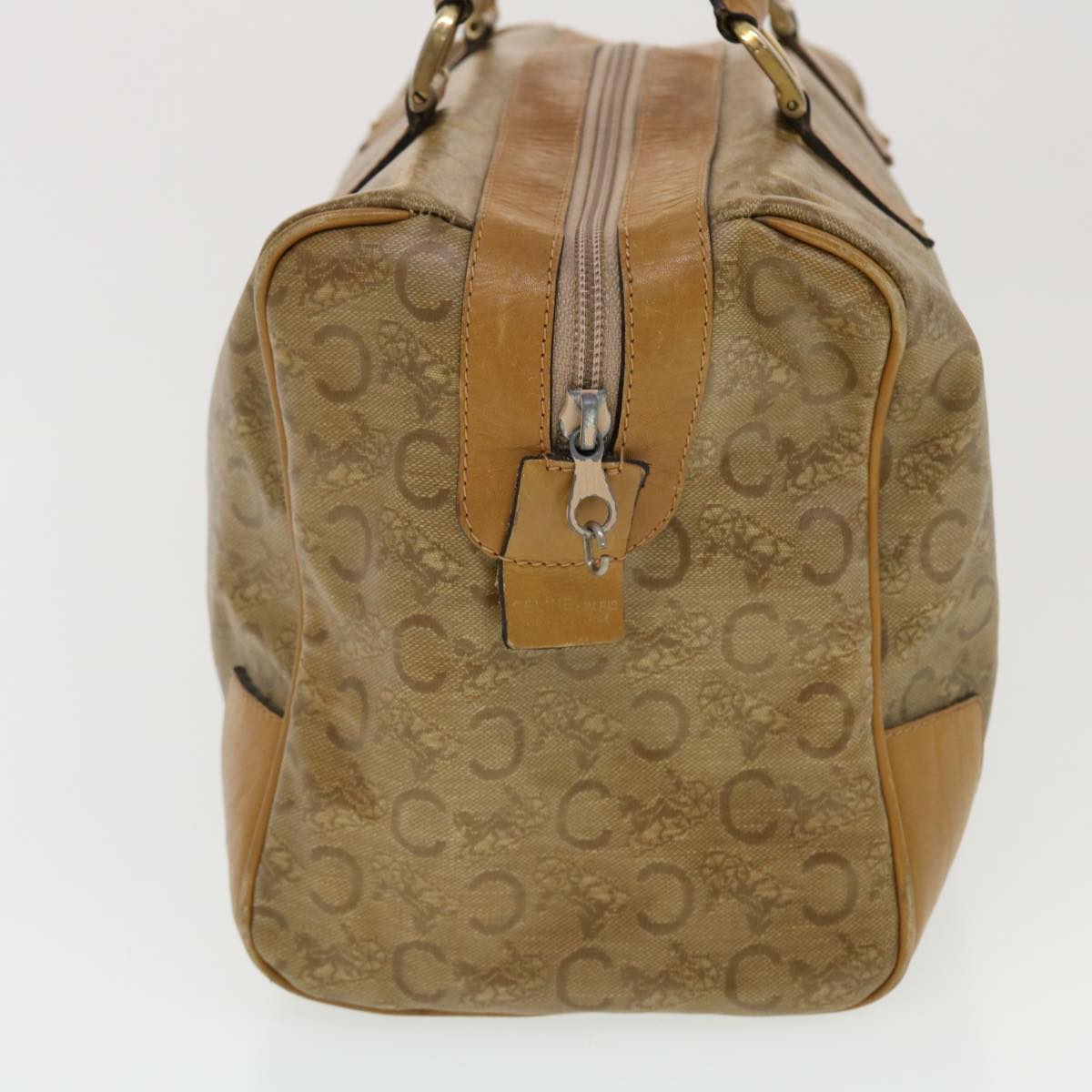 CELINE C Macadam Canvas Boston Bag Brown  5755