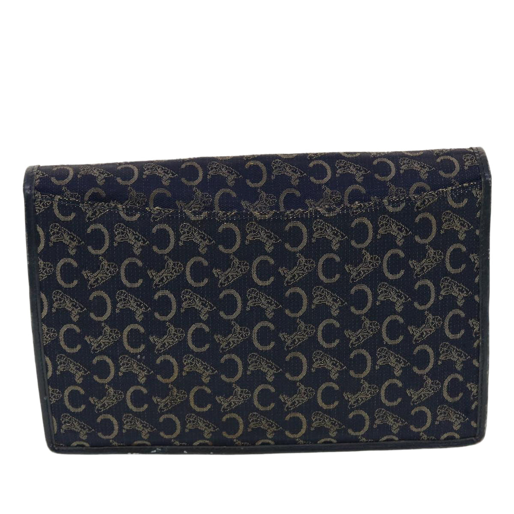 CELINE C Macadam Canvas Clutch Shoulder Bag 2Set Beige Navy  5756