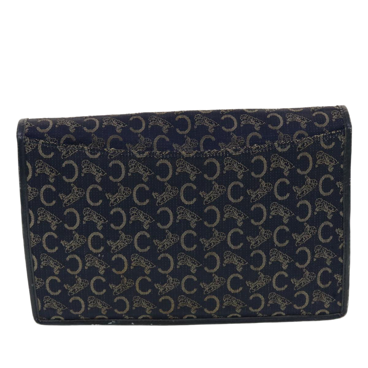 CELINE C Macadam Canvas Clutch Shoulder Bag 2Set Beige Navy  5756