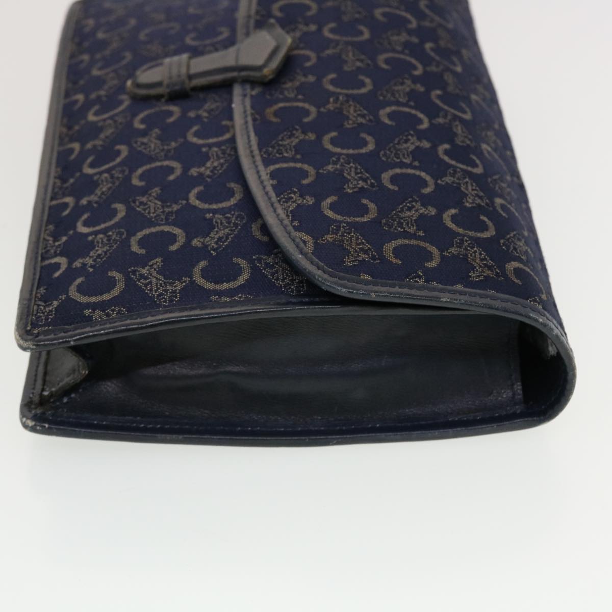 CELINE C Macadam Canvas Clutch Shoulder Bag 2Set Beige Navy  5756
