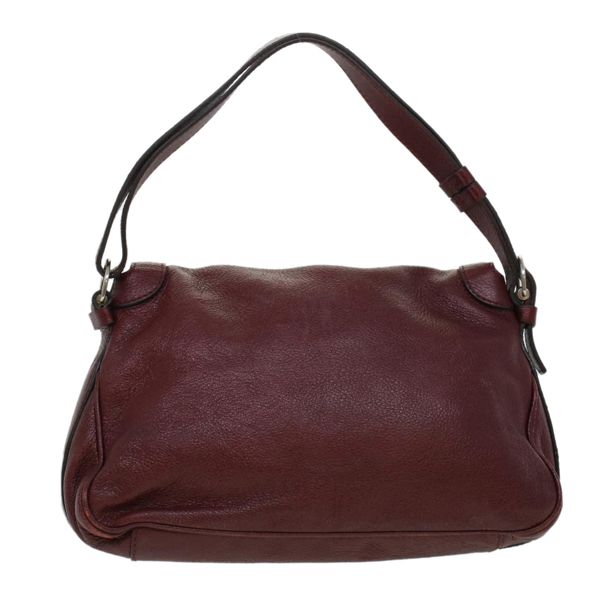 CELINE Fringe Shoulder Bag Leather Red  5797