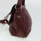 CELINE Fringe Shoulder Bag Leather Red  5797