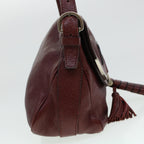 CELINE Fringe Shoulder Bag Leather Red  5797