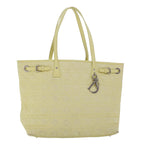 CHRISTIAN DIOR Lady Dior Canage Tote Bag ted Canvas Yellow  bs5871