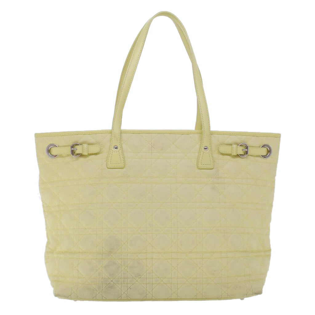 CHRISTIAN DIOR Lady Dior Canage Tote Bag ted Canvas Yellow  bs5871