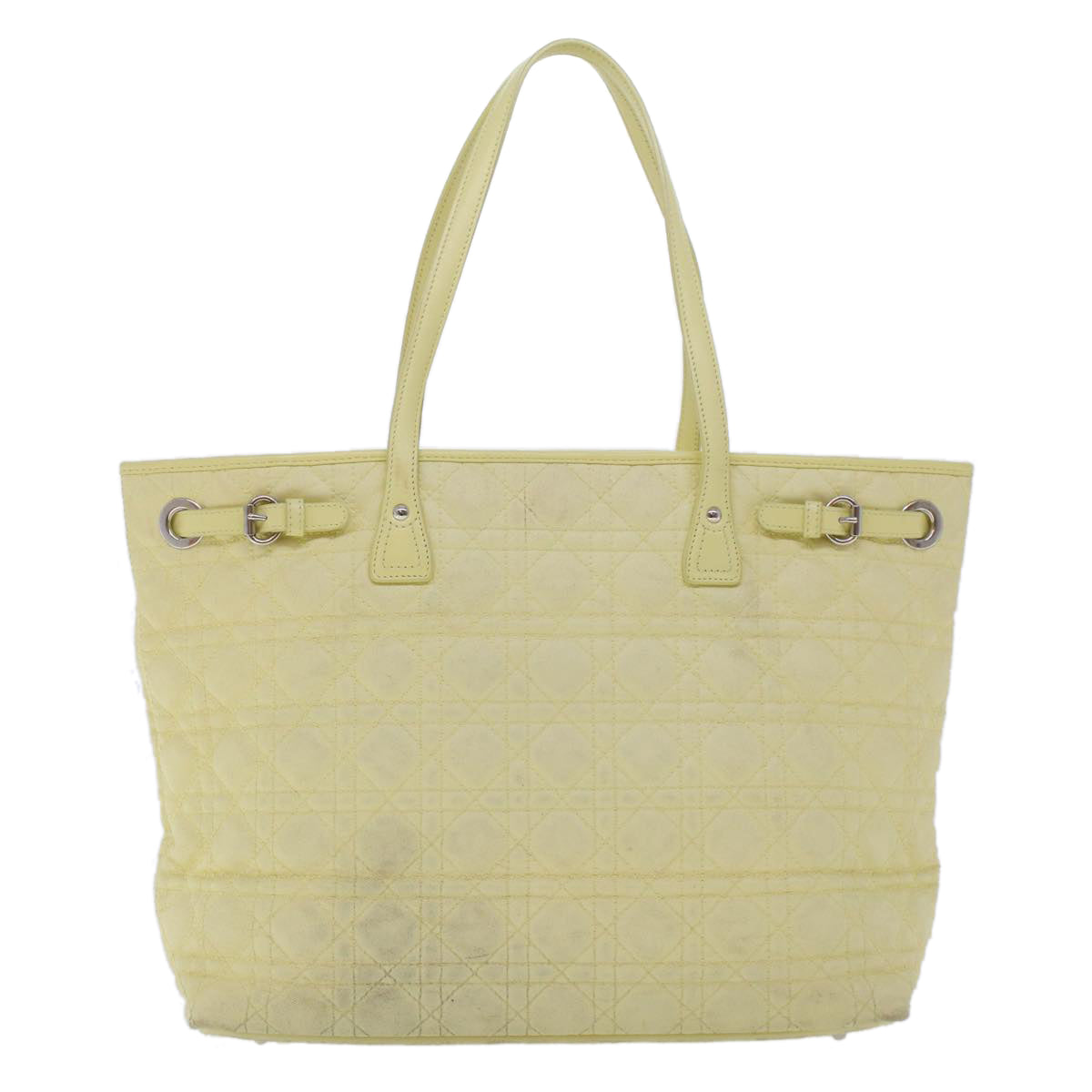CHRISTIAN DIOR Lady Dior Canage Tote Bag ted Canvas Yellow  bs5871