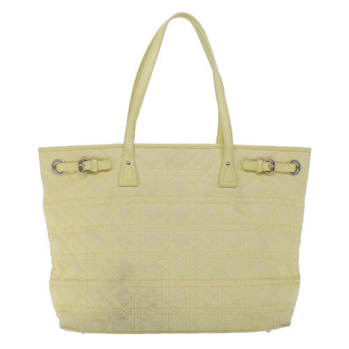 CHRISTIAN DIOR Lady Dior Canage Tote Bag ted Canvas Yellow  bs5871