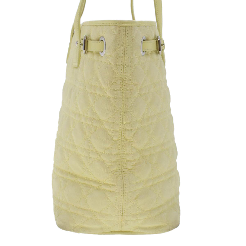 CHRISTIAN DIOR Lady Dior Canage Tote Bag ted Canvas Yellow  bs5871