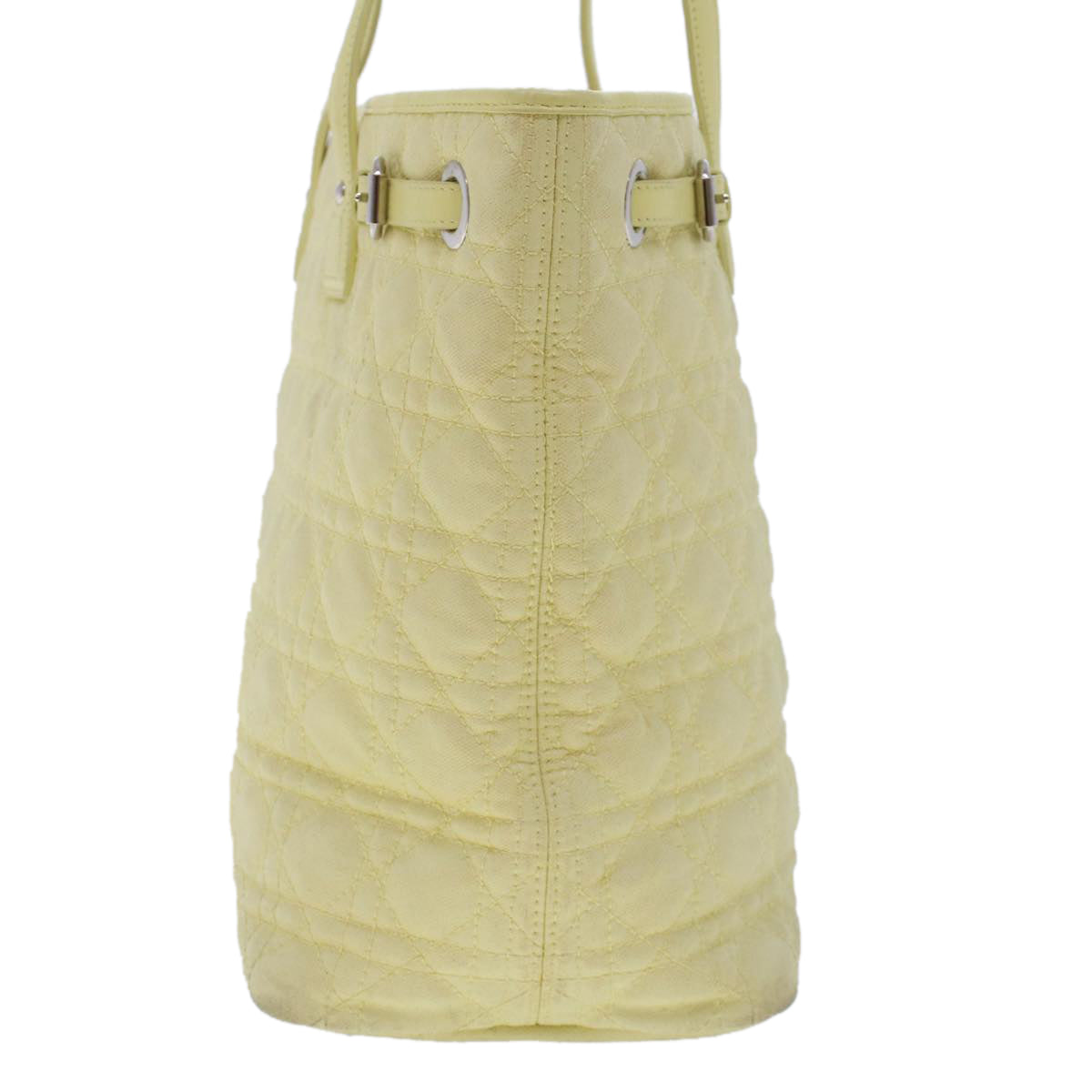 CHRISTIAN DIOR Lady Dior Canage Tote Bag ted Canvas Yellow  bs5871