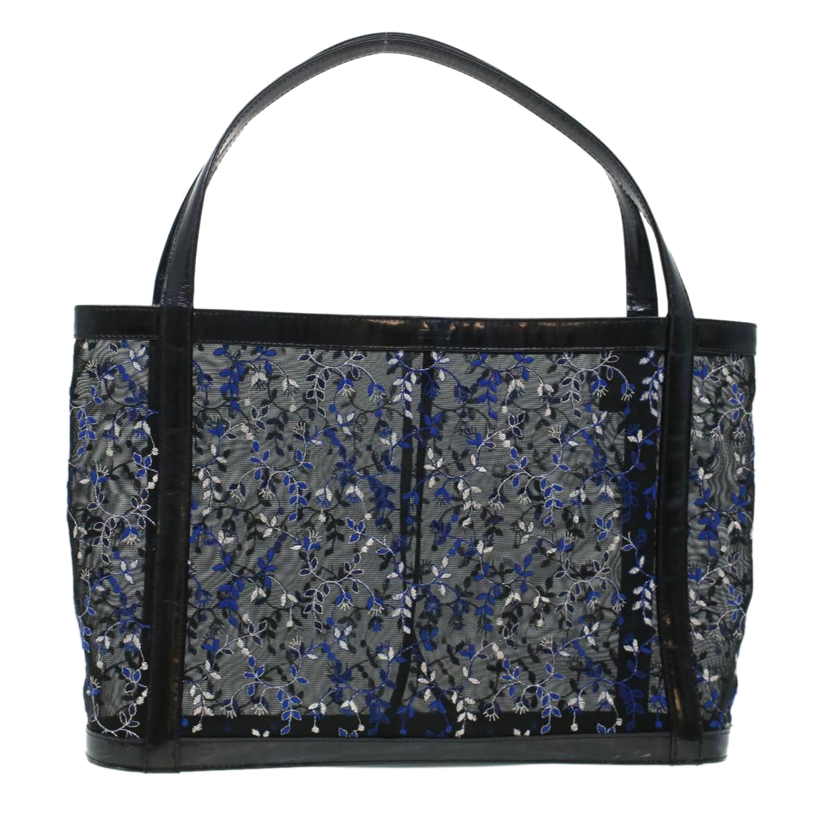 Chloe Mesh Floral Tote Bag Nylon Black bs5942