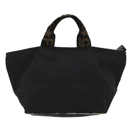 FENDI Zucca Canvas Hand Bag Black Brown Auth bs6057