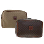 CELINE Macadam Canvas Clutch Bag PVC Leather 2Set Beige Brown  6264