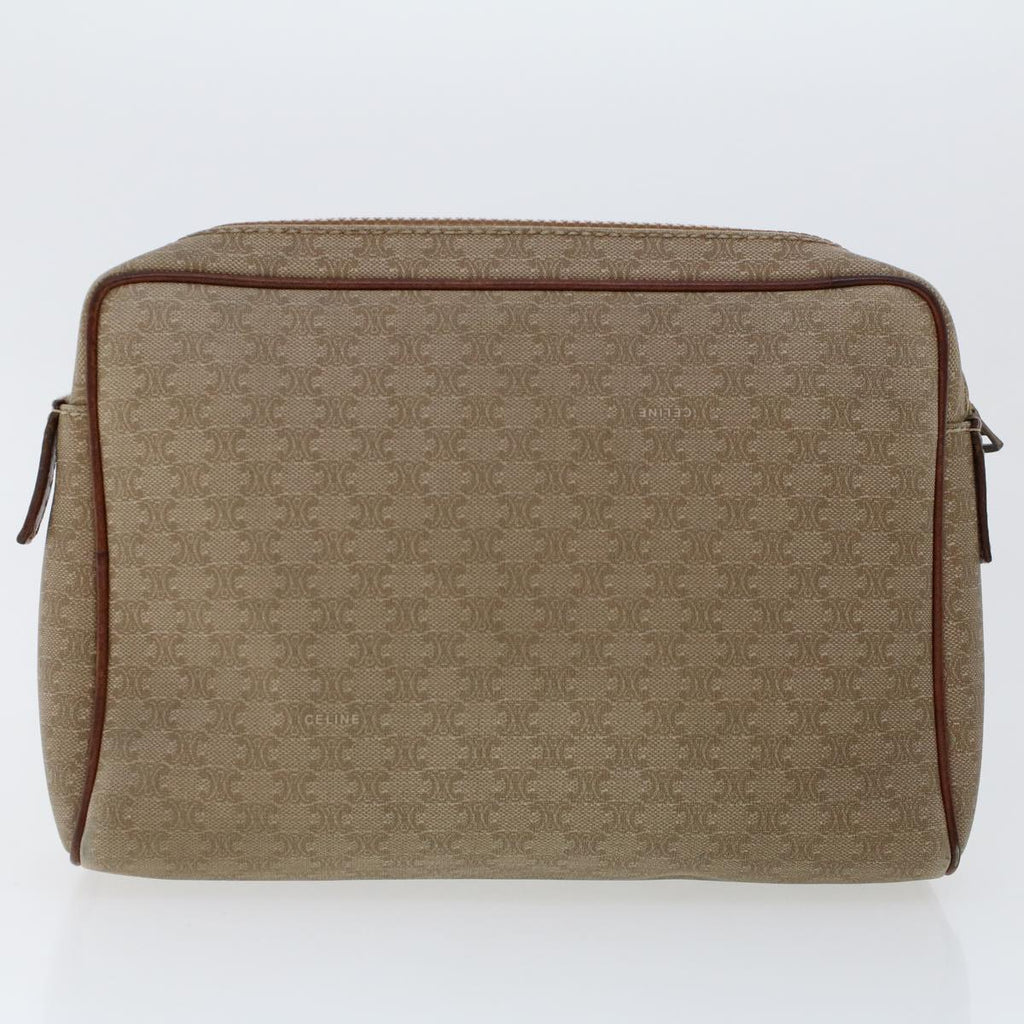 CELINE Macadam Canvas Clutch Bag PVC Leather 2Set Beige Brown  6264