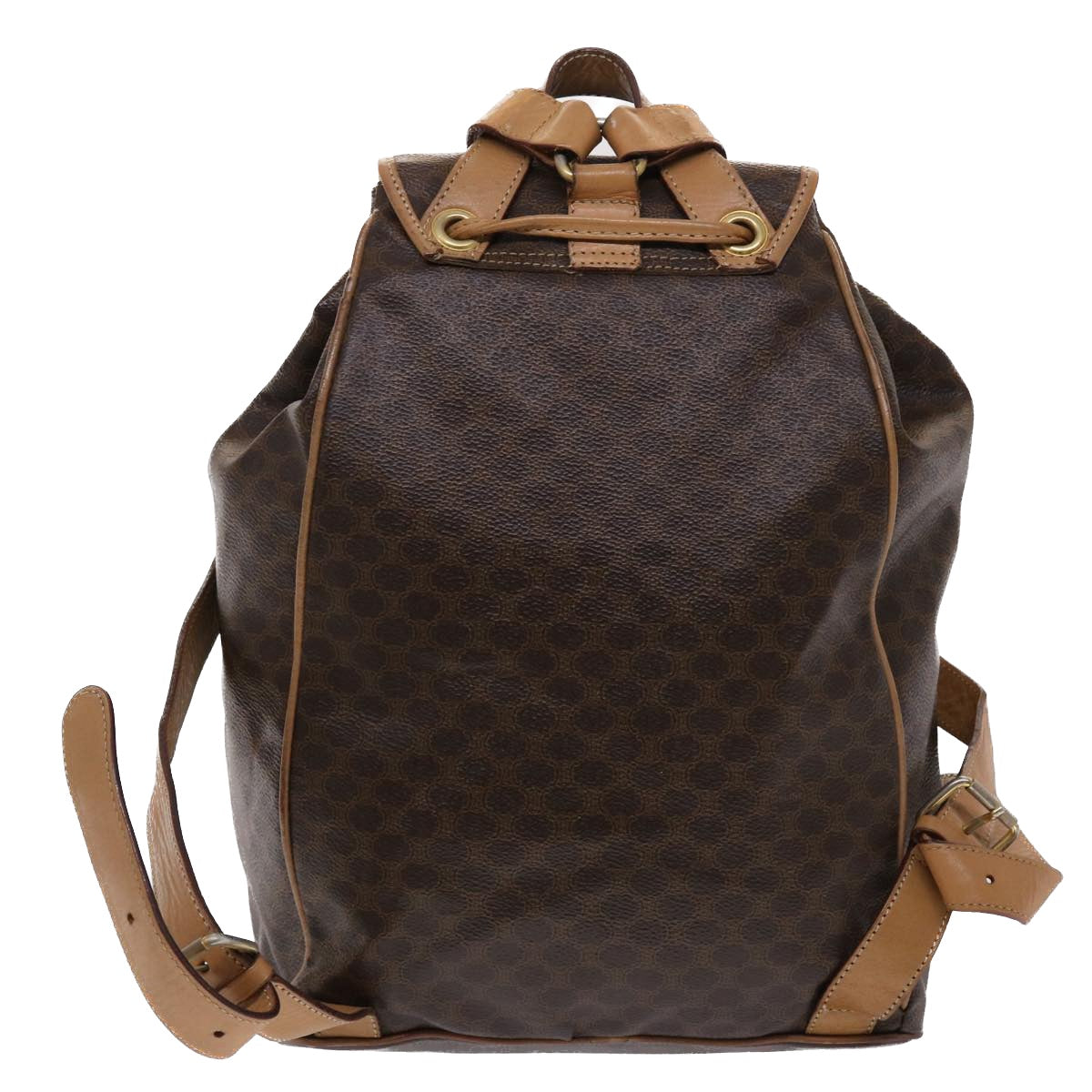 CELINE Macadam Canvas Backpack PVC Leather Brown  6391