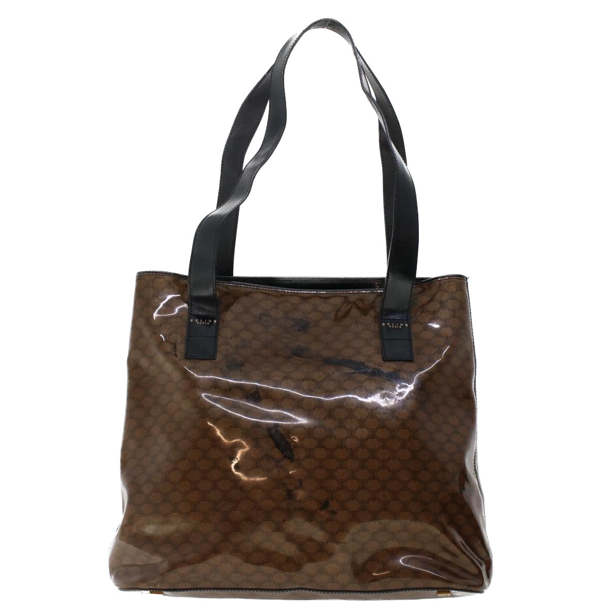 CELINE Macadam Canvas Pouch Shoulder Bag Enamel 3Set Black Brown  6451