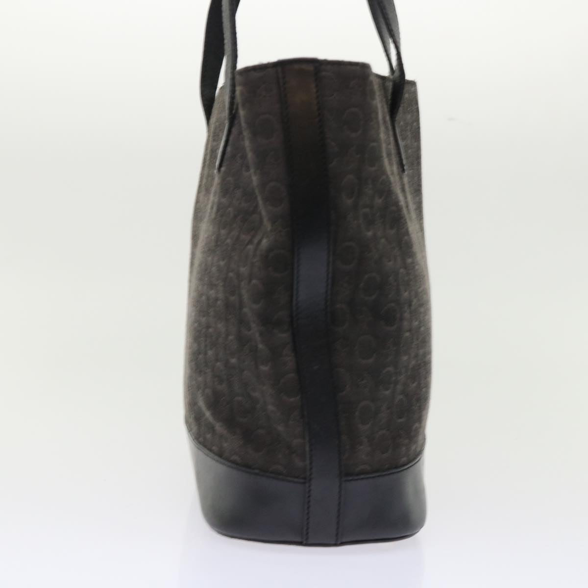 CELINE C Macadam Canvas Tote Bag Leather Black  6508