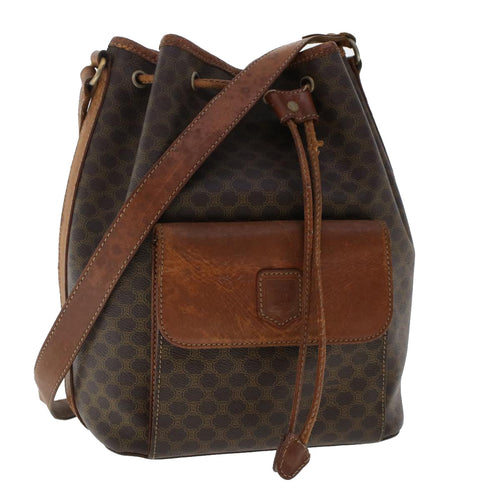 CELINE Macadam Canvas Shoulder Bag PVC Leather Brown  6871
