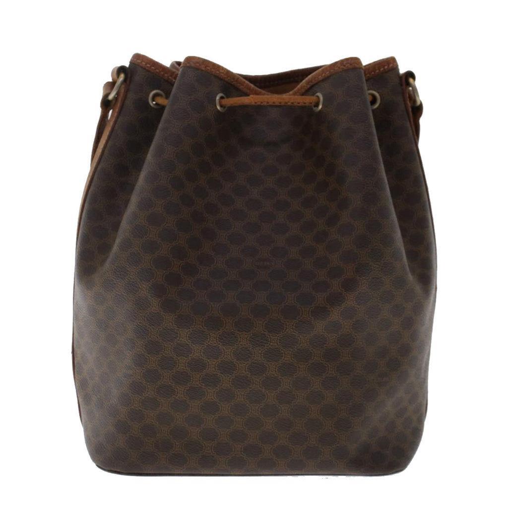 CELINE Macadam Canvas Shoulder Bag PVC Leather Brown  6871