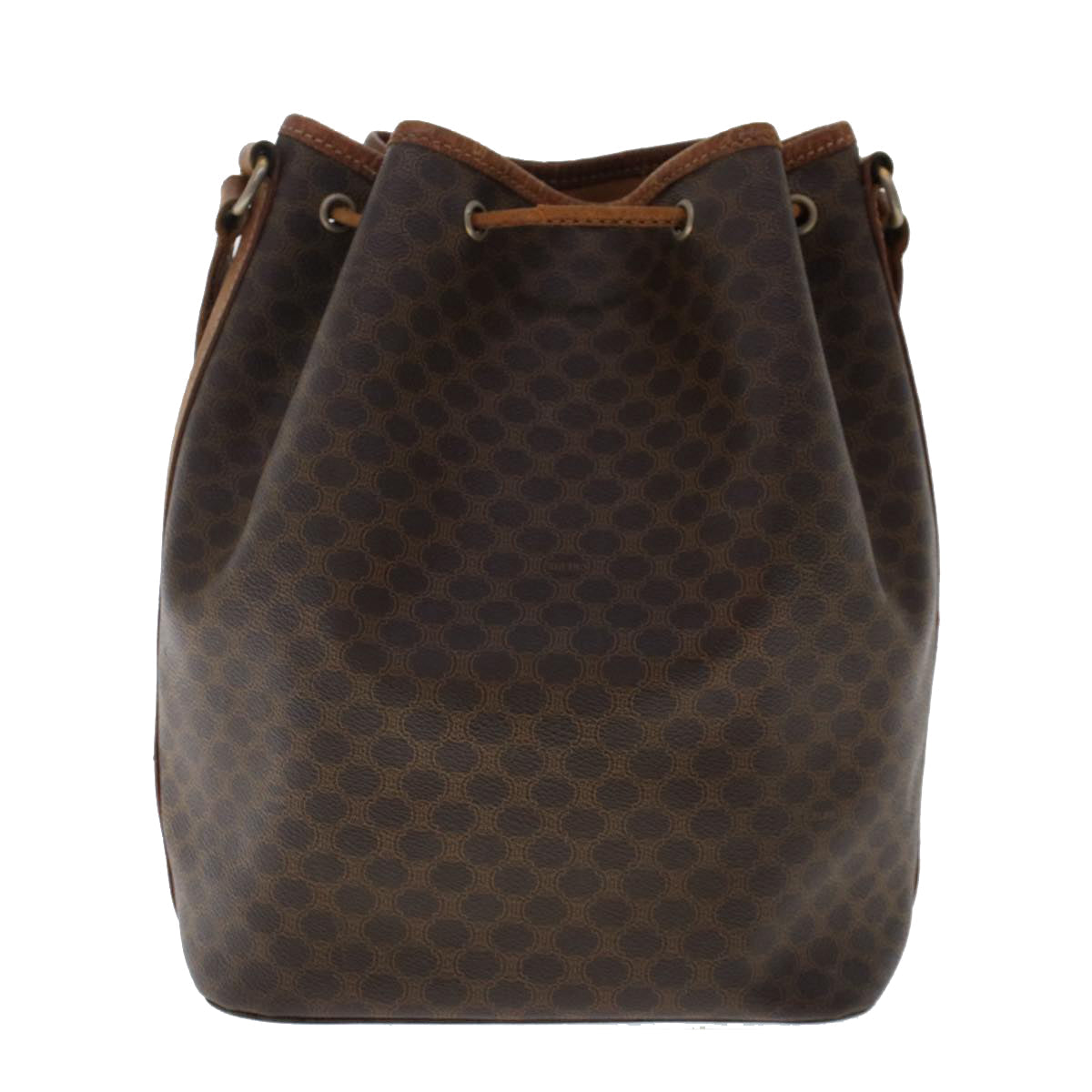 CELINE Macadam Canvas Shoulder Bag PVC Leather Brown  6871