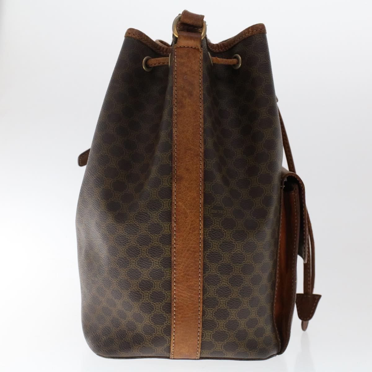 CELINE Macadam Canvas Shoulder Bag PVC Leather Brown  6871