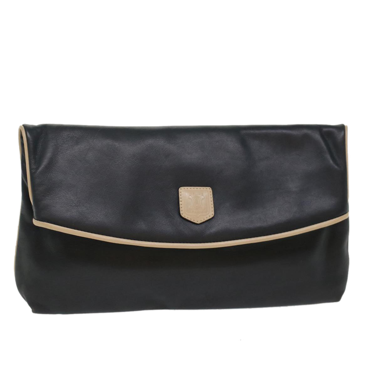 CELINE Clutch Bag Leather Navy  6874
