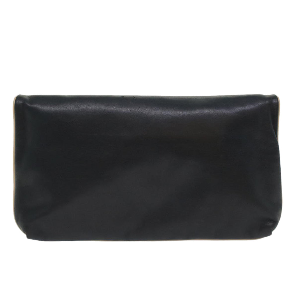 CELINE Clutch Bag Leather Navy  6874