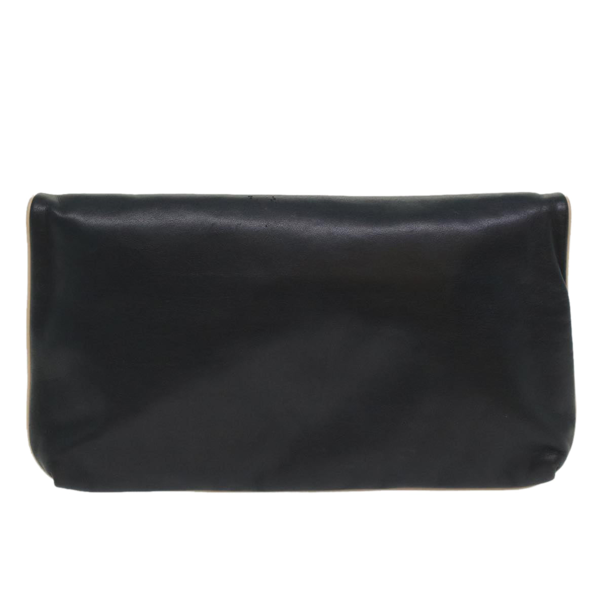 CELINE Clutch Bag Leather Navy  6874