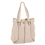 CELINE Shoulder Bag Leather Beige  6966
