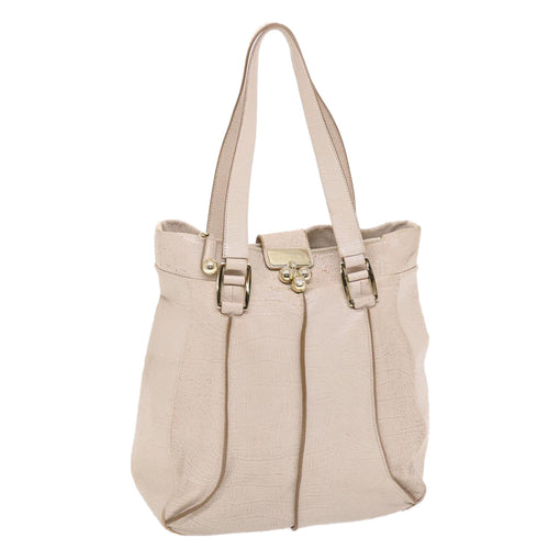 CELINE Shoulder Bag Leather Beige  6966